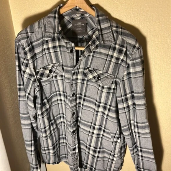 H&M Shirts Hm Mens Logg Flannel Shirt Grayblack Plaid Size